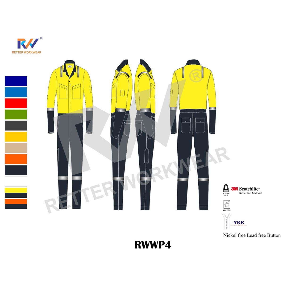 Coverall Premium Yellow and Black RWWP4 in India