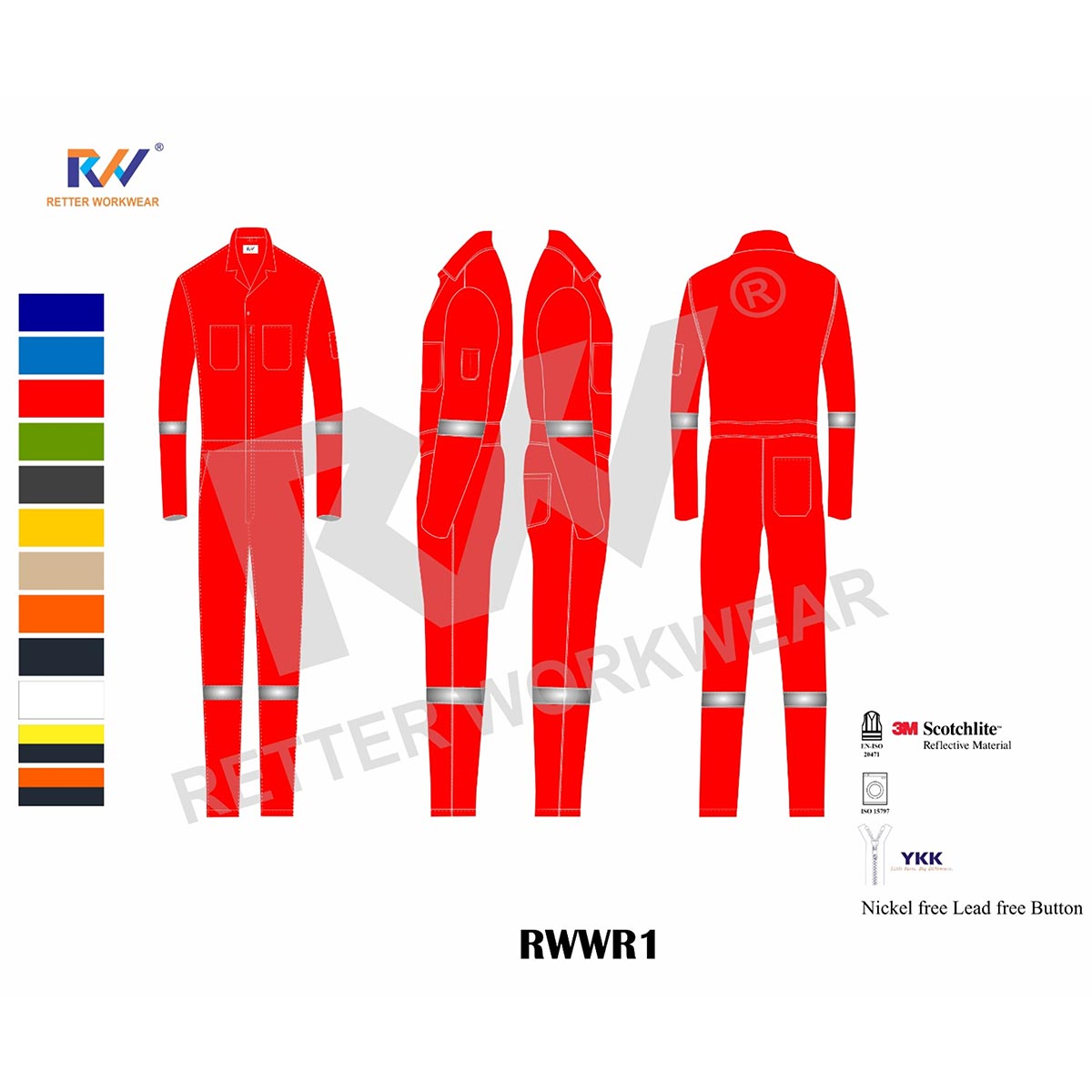 Coverall Regular Red RWWR1 in India