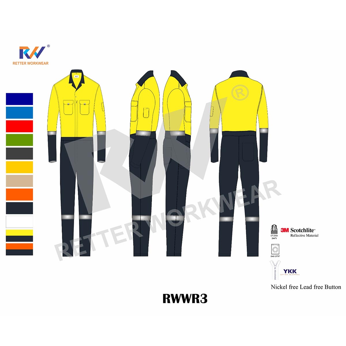 Coverall Regular Yellow and Black RWWR3 in India