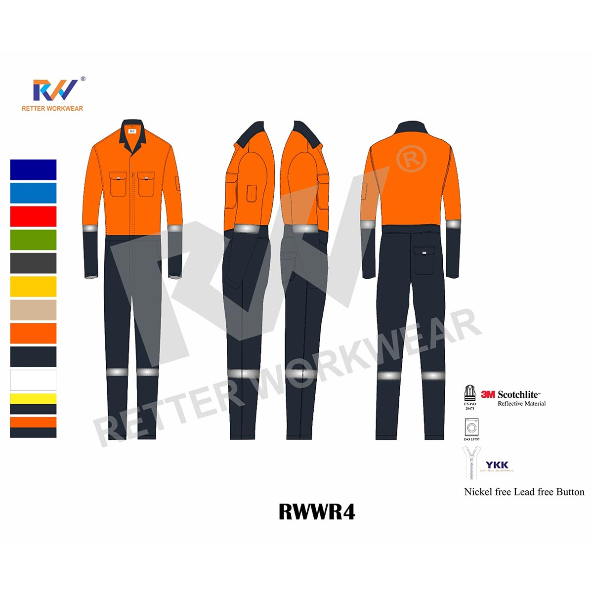 Coverall Regular Orange and Black RWWR4 in India