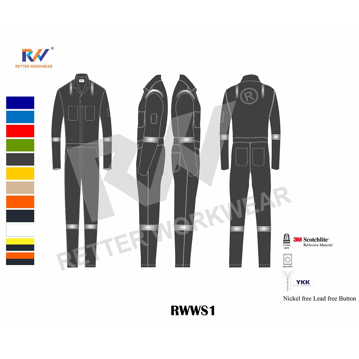 Coverall Standard Black RWWS1 in India